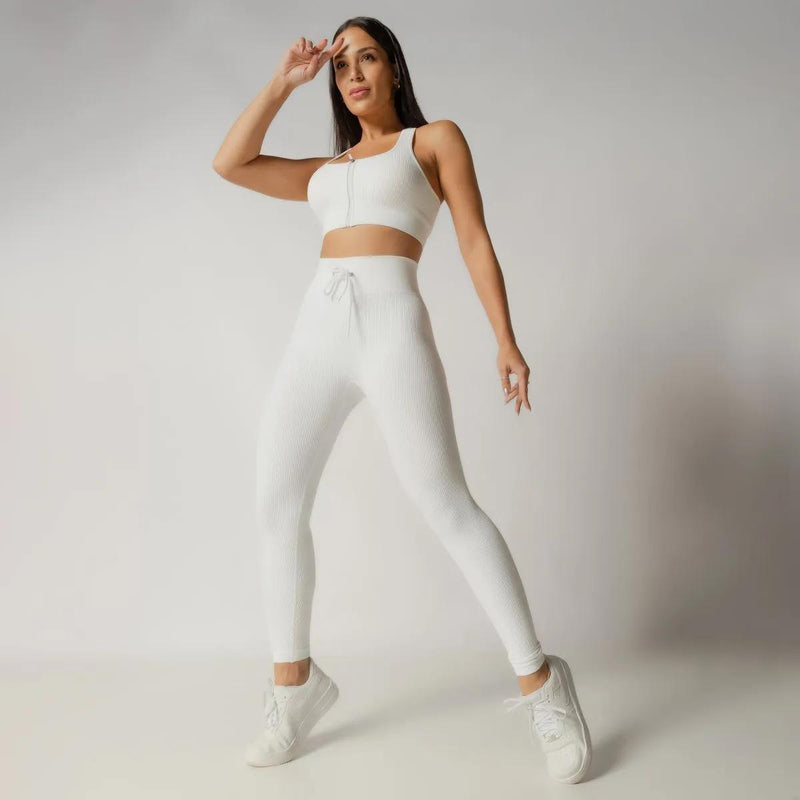 Conjunto Fitness Nadador Seamless Branco Canelado - Santa Cruz